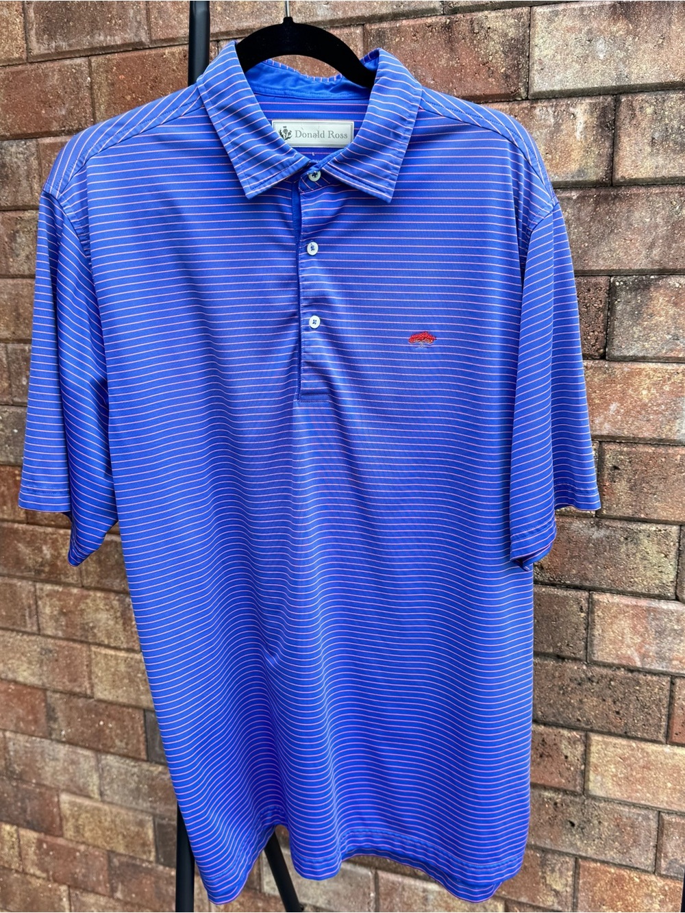 Donald Ross Men's Blue Striped Performance Golf Polo Shirt - Picture 2 of 7